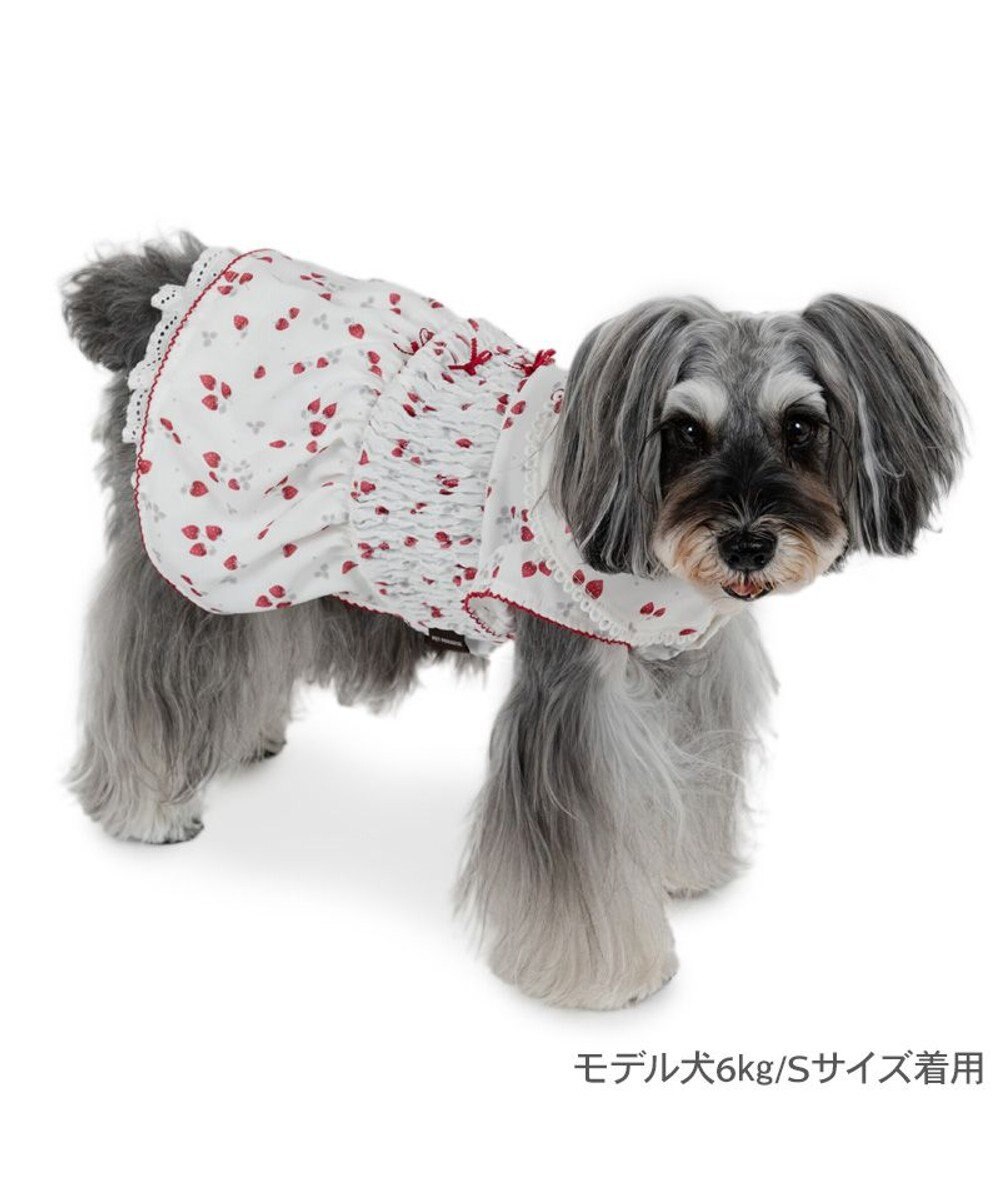 PET PARADISE ペットパラダイス スモッキング ワンピース 《いちご柄》 小型犬 