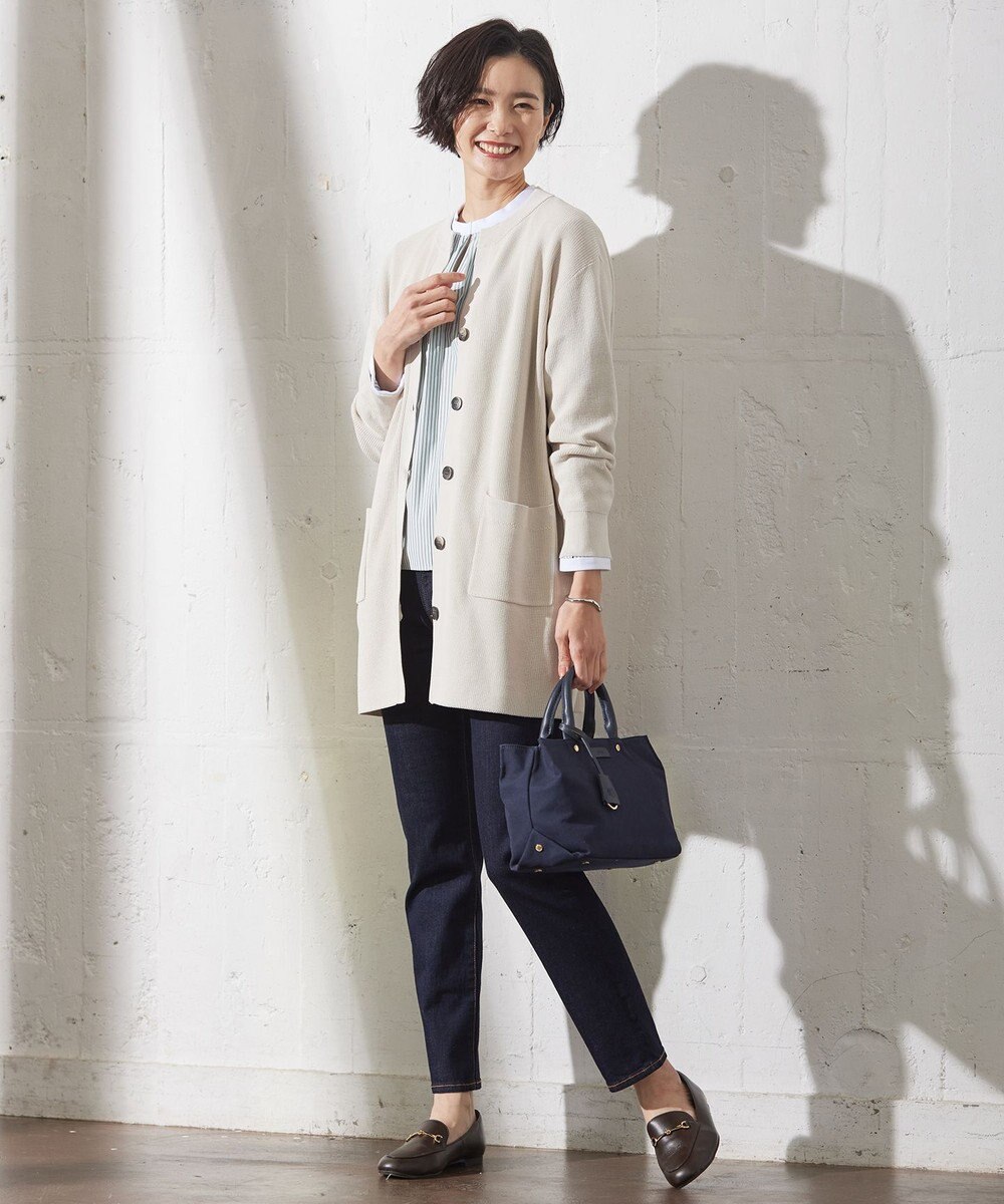 J.PRESS LADIES 【洗える】ORGANIC GASS COTTON キーネック カーディガン 