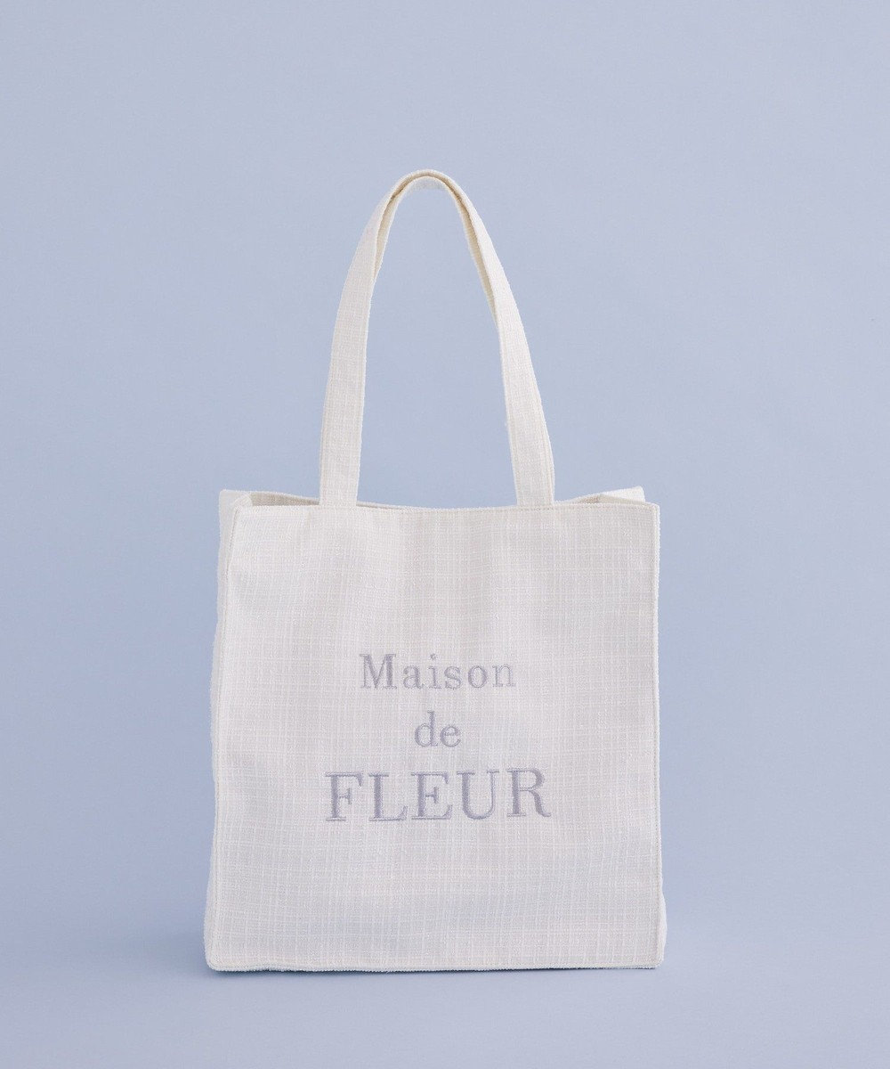 Maison de FLEUR ツイードロゴ刺繍スクエアトートバッグ 