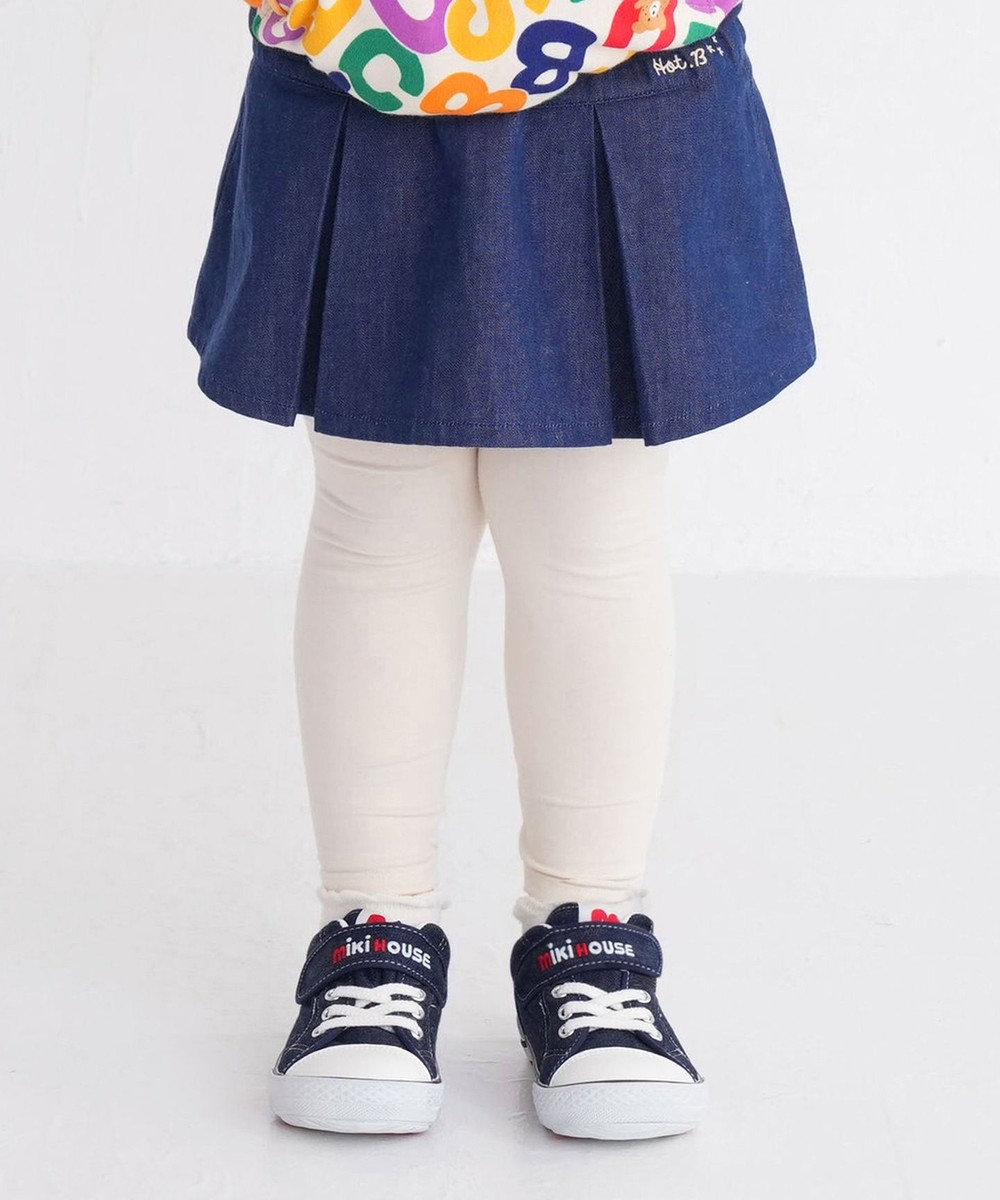 MIKI HOUSE HOT BISCUITS 【80-120cm】 デニム スカート付きパンツ 紺
