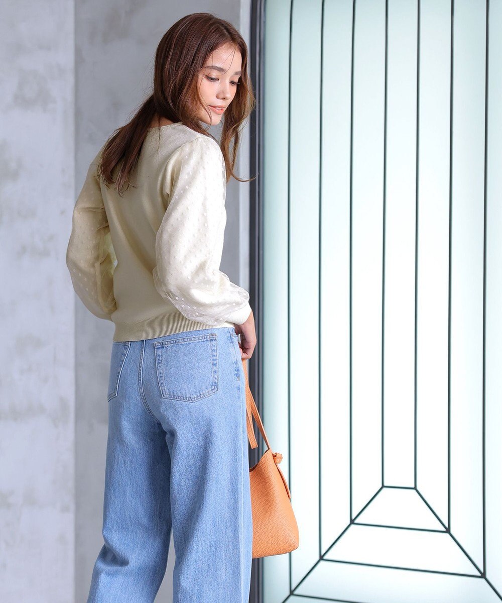 Tiaclasse L 【洗える】ドットチュールコンビニットトップス 