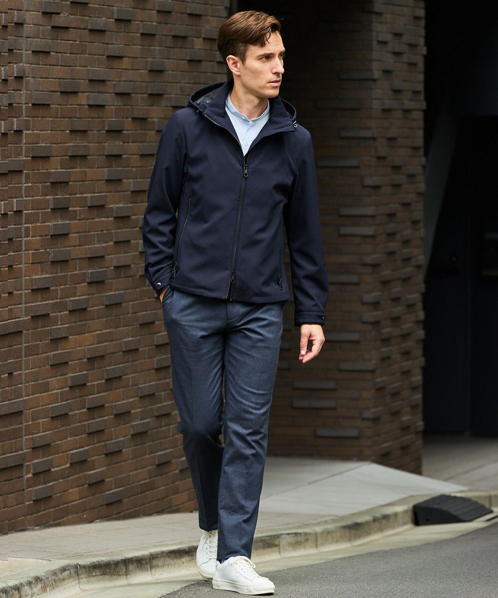 GOTAIRIKU 仕事で着られる【シワになりにくい/洗える/ストレッチ/吸水速乾】バブルテック フーデッドブルゾン 