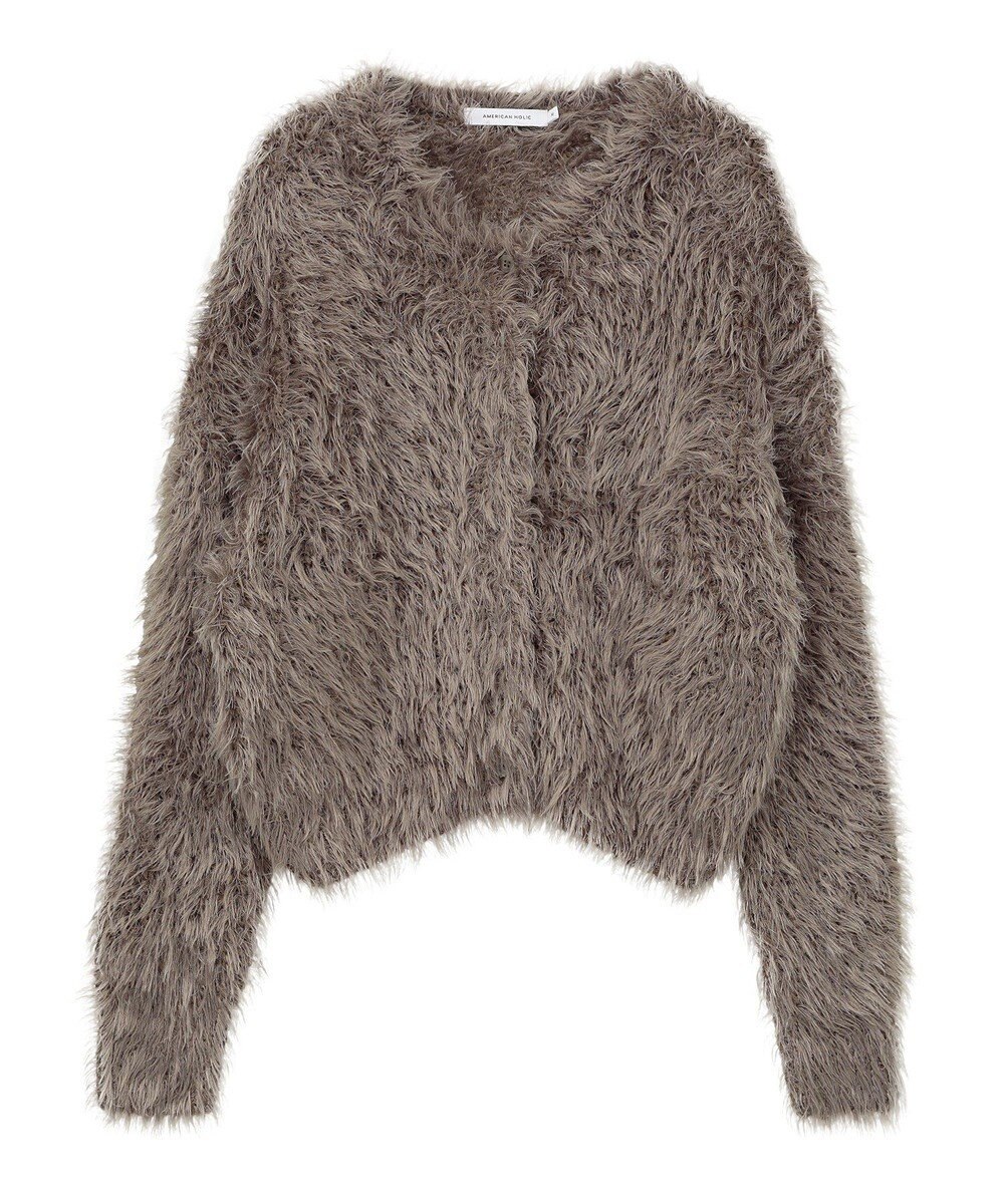 AMERICAN HOLIC シャギーニットクルーネックカーディガン 