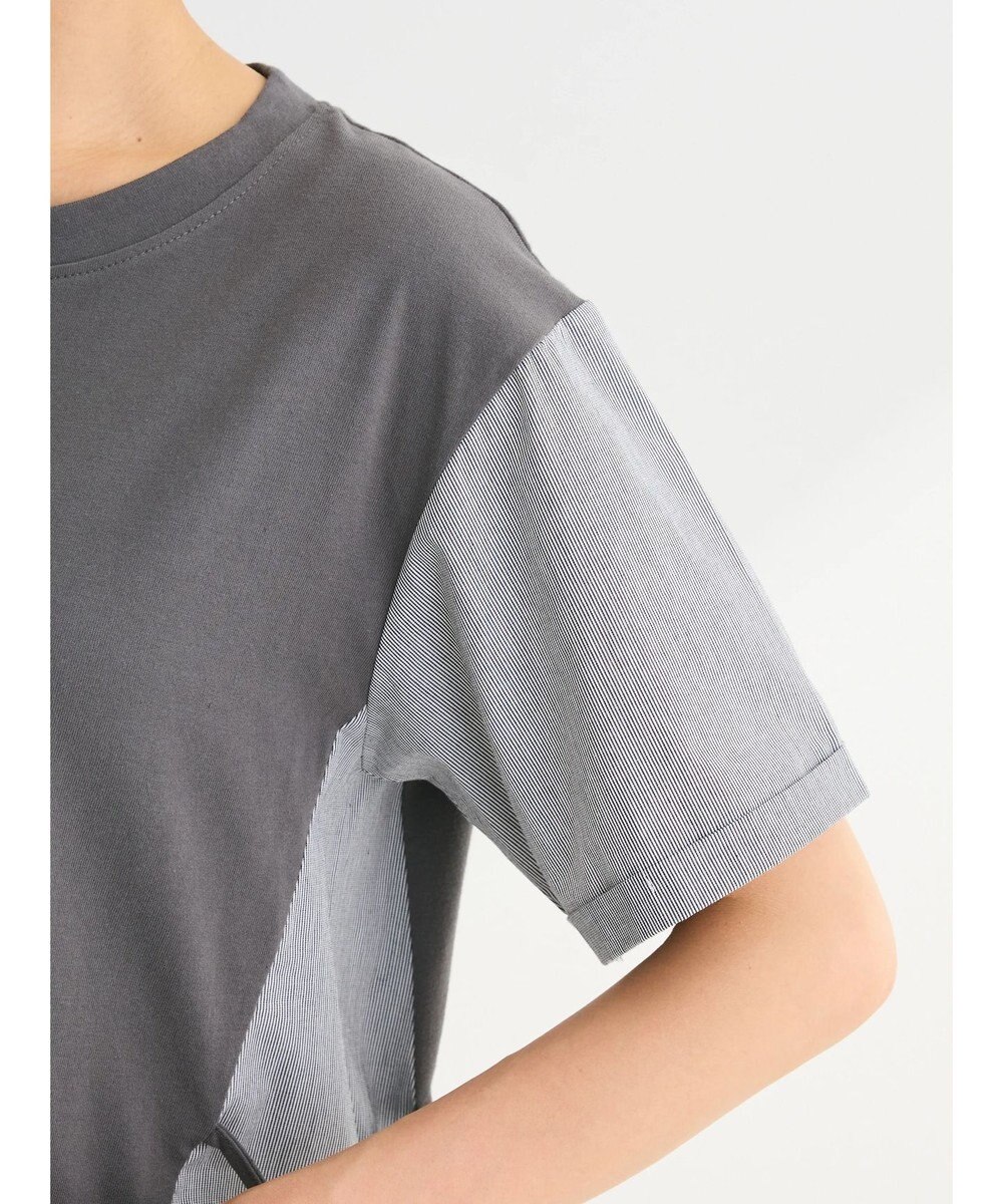 Green Parks 脇リボン５分袖布帛ドッキングプルオーバー 