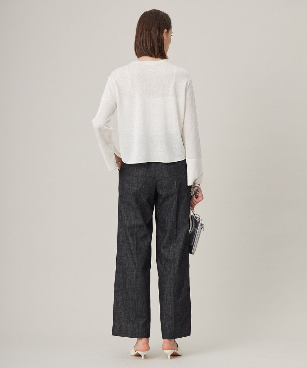 ICB 【洗える】 リネンレーヨンハイゲージ クロップドプルオーバー 