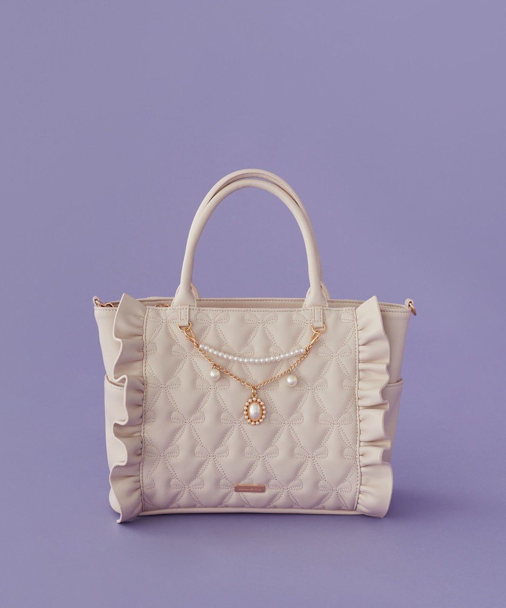 Maison de FLEUR チャーム付きリボンキルティング2Wayトート 