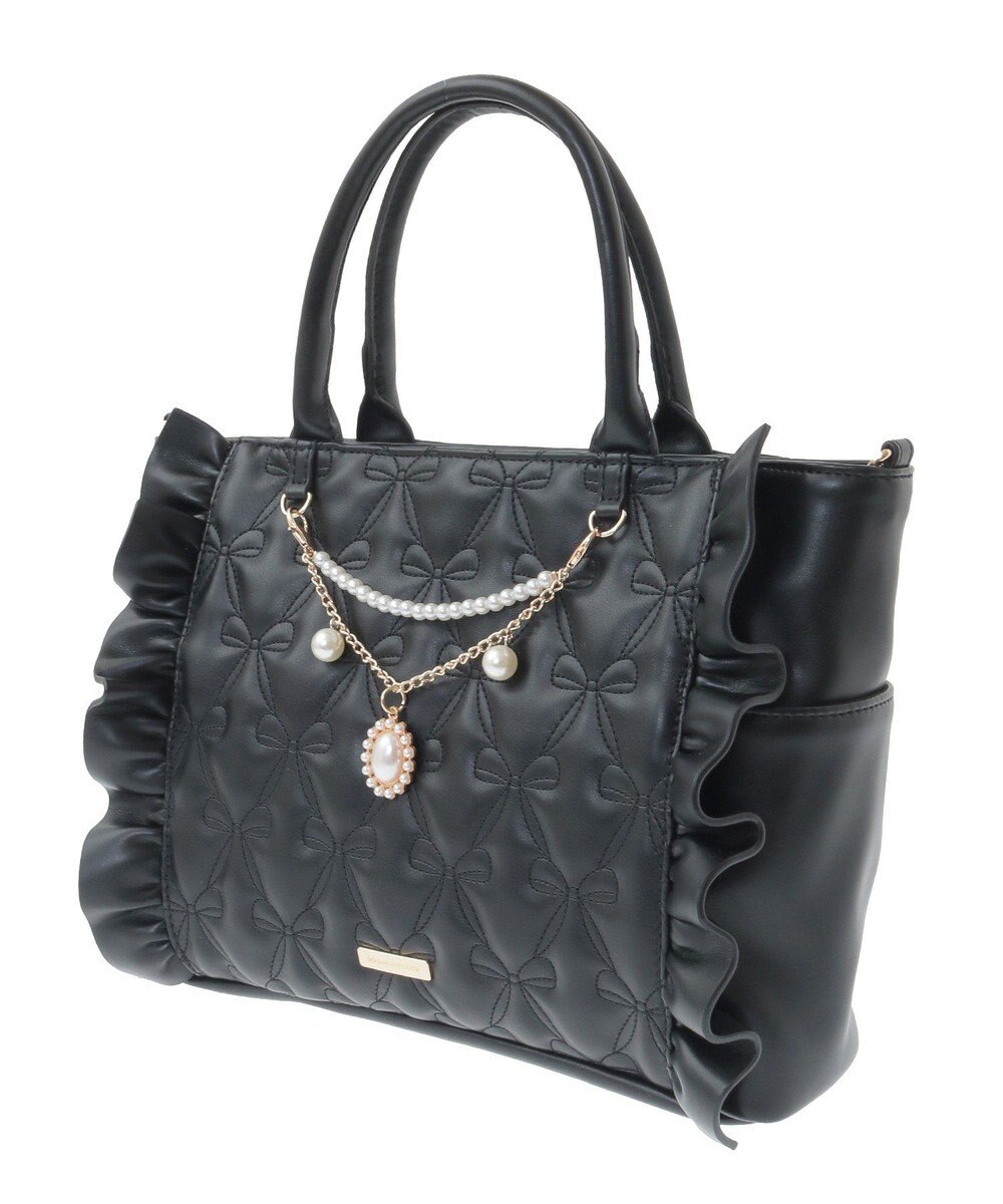 Maison de FLEUR チャーム付きリボンキルティング2Wayトート 