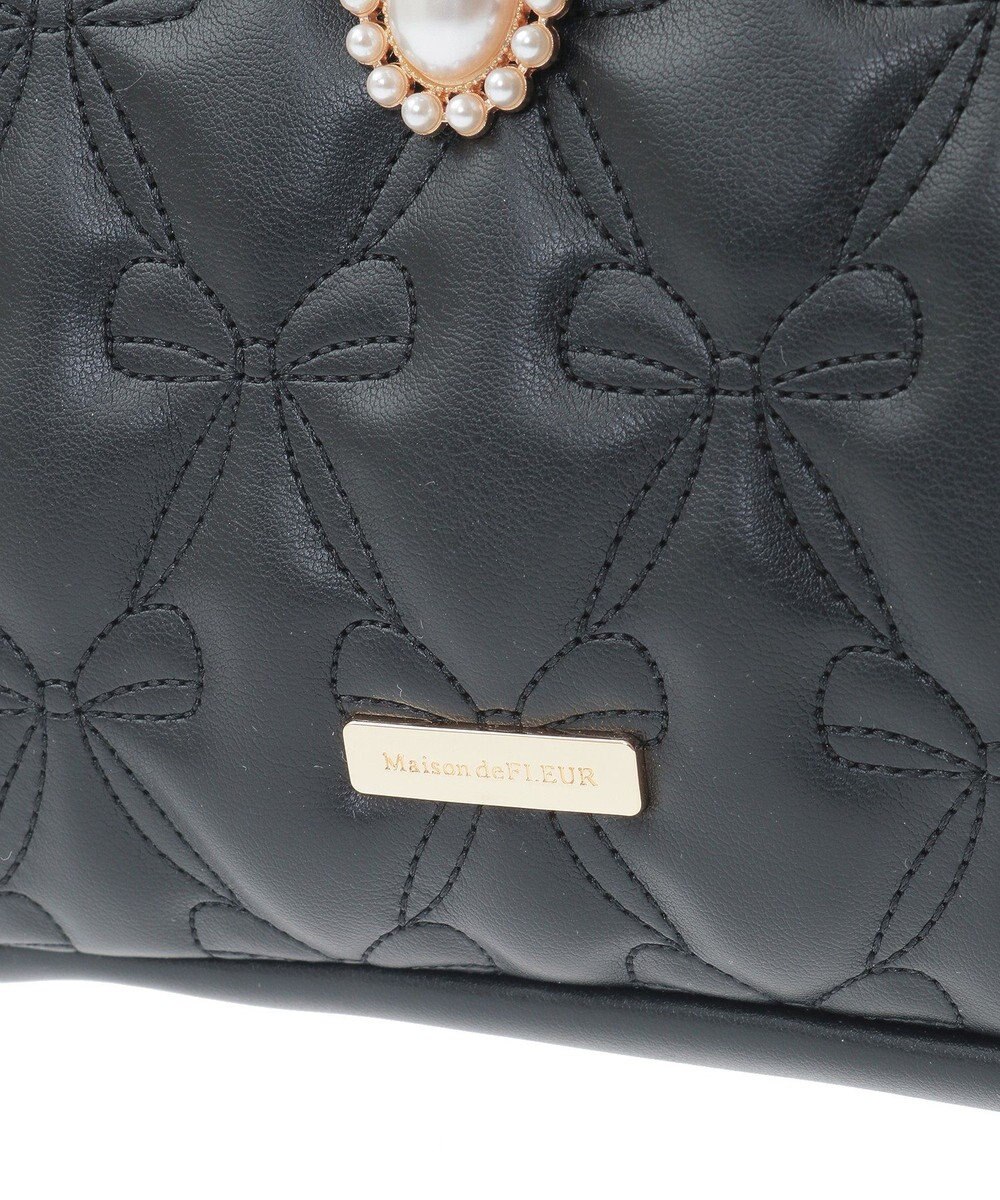 Maison de FLEUR チャーム付きリボンキルティング2Wayトート 