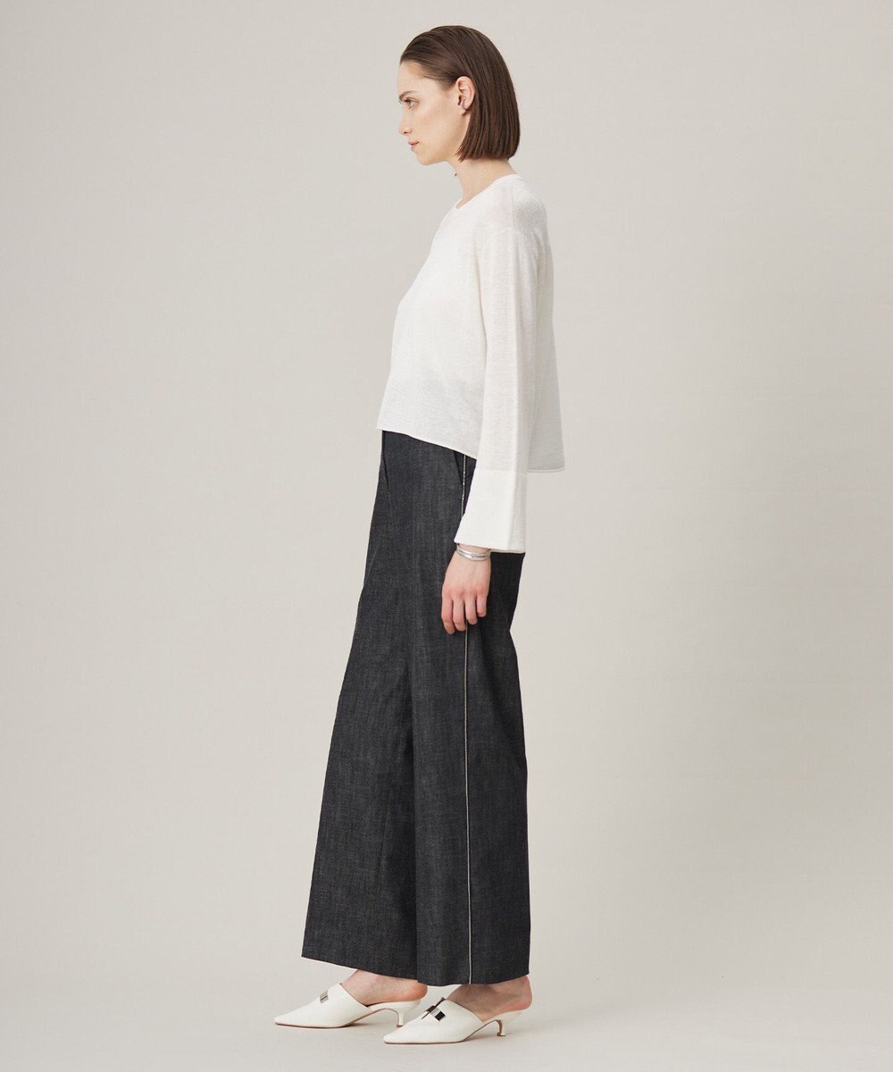 ICB 【洗える】 リネンレーヨンハイゲージ クロップドプルオーバー 