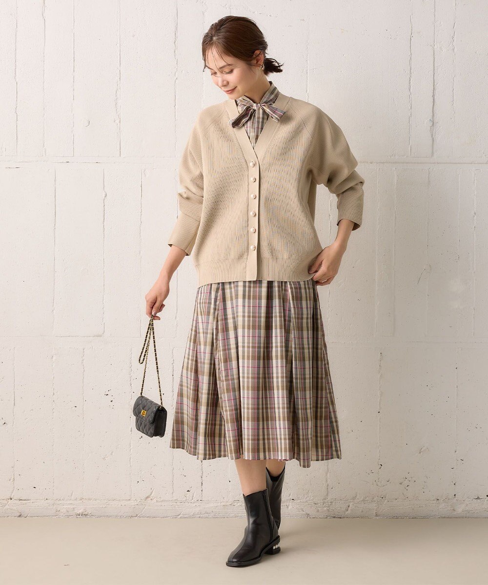 組曲 【リボンタイ付き】シアーツイルチェック ワンピース 