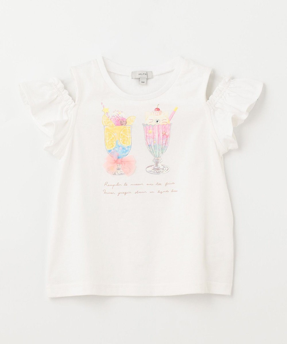 ANY KIDS オンオフショルダーパフェTシャツ 