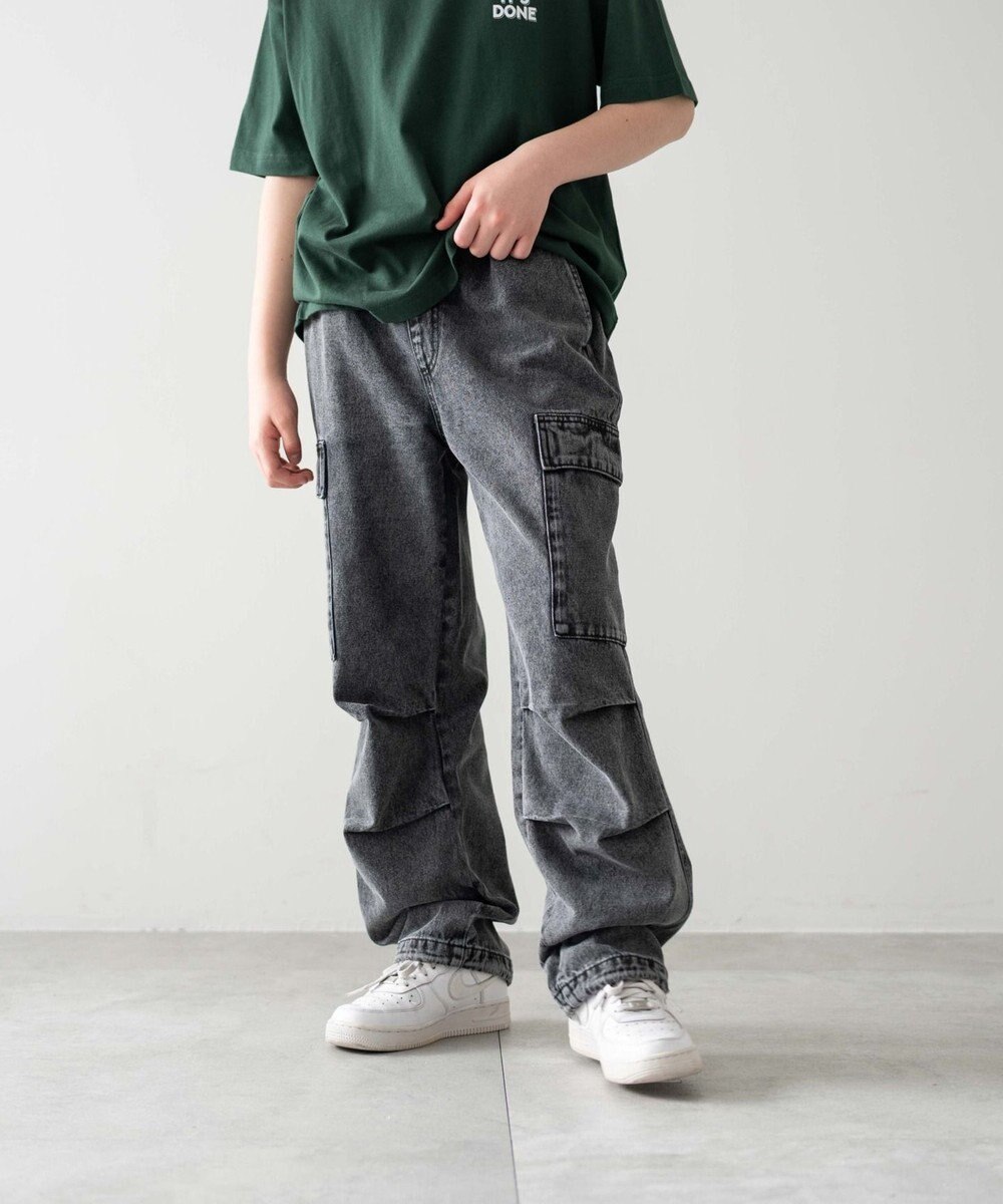 WEGO 【KIDS/150cm/160cm/ウエストゴム】デニムイージーカーゴパンツ（JUNIOR） 