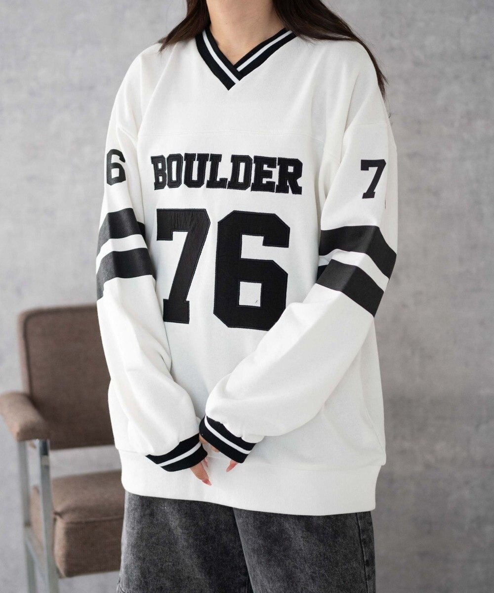 WEGO ナンバリングライン切り替えスウェット 