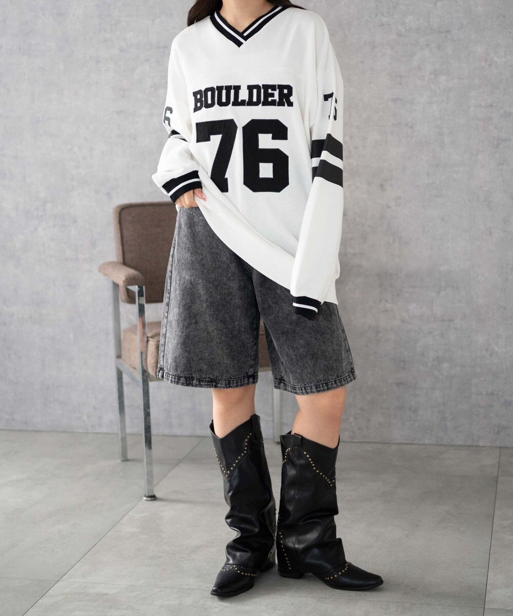 WEGO ナンバリングライン切り替えスウェット 