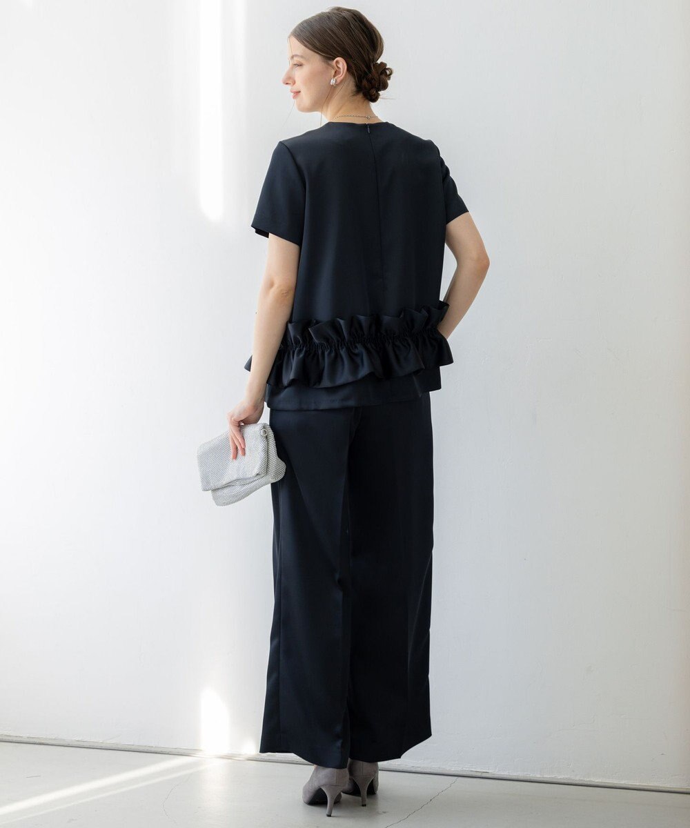 23区 【APPLAUDIR】クリアダブルサテン ワイドシルエットパンツ 