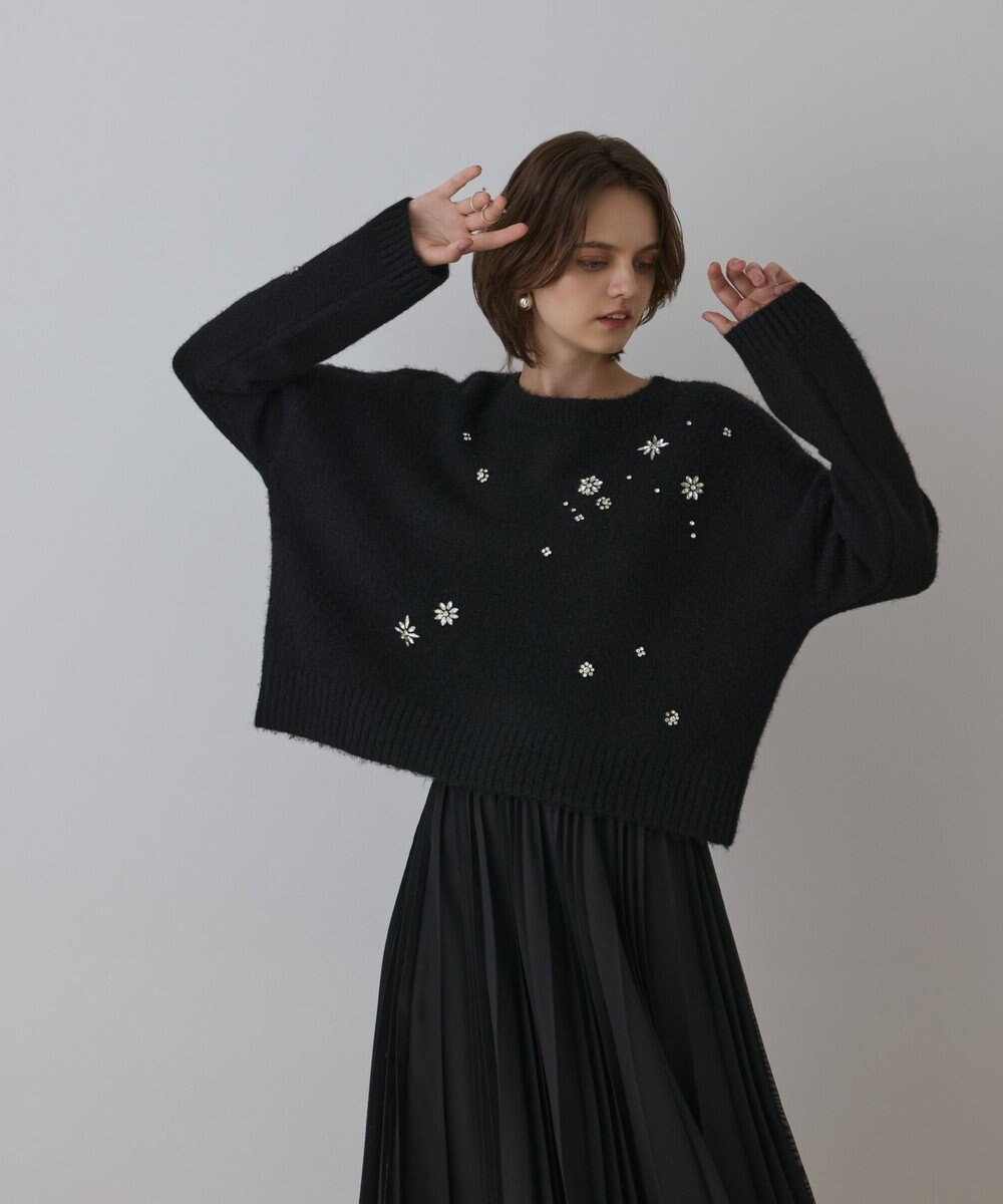 GRACE CONTINENTAL ビジューニットトップ 