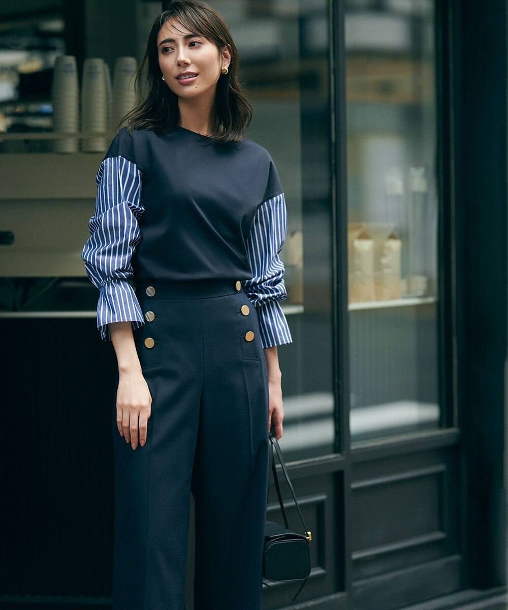 23区 L ウーステッドウールツイル マリン パンツ 