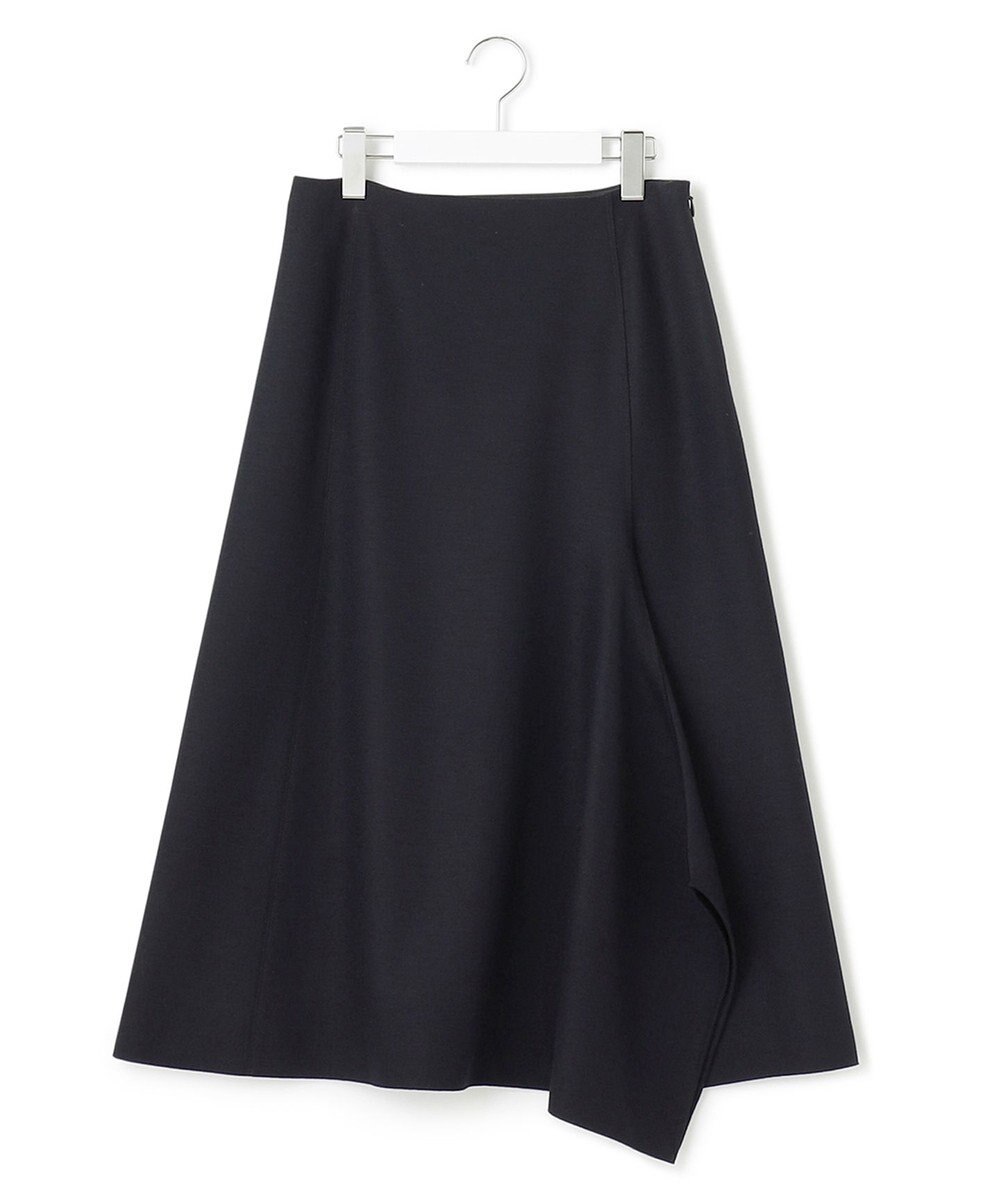 23区 S ウール圧縮スムース アシンメトリー フレアスカート 