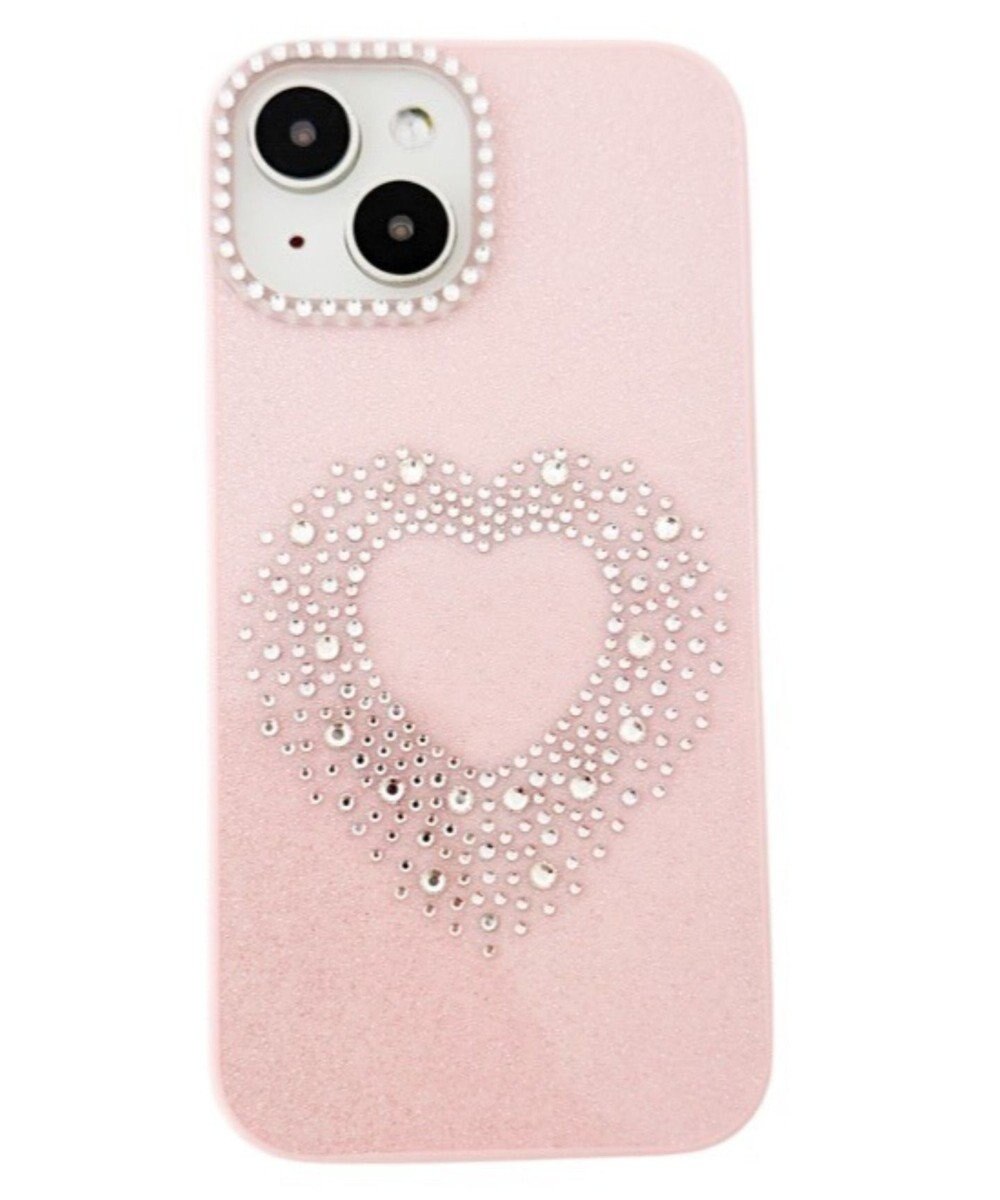 WEGO ハートビジューラメiphoneケース（ピンク） 