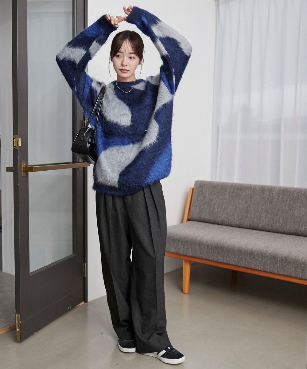 WEGO 【ユニセックス着用ITEM】マーブルシャギーニットプルオーバー 