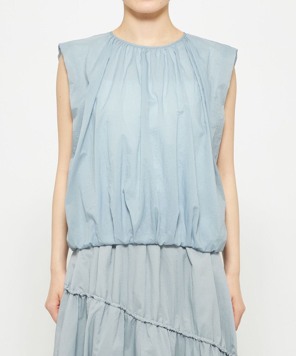 uncrave シアープルーフナイロン ギャザーブラウス 