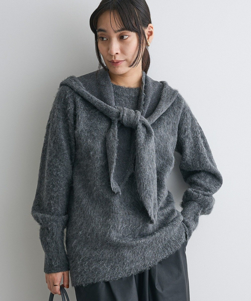 CRAFT STANDARD BOUTIQUE フードストール付きニットプルオーバー 