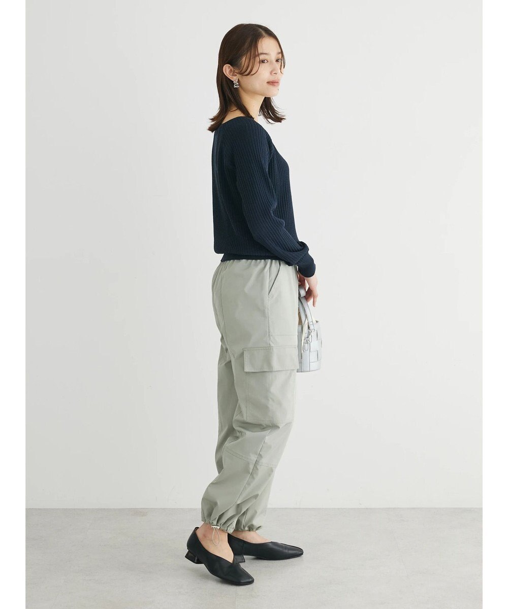 Green Parks 洗える　スクエアネックリブニットプルオーバー 