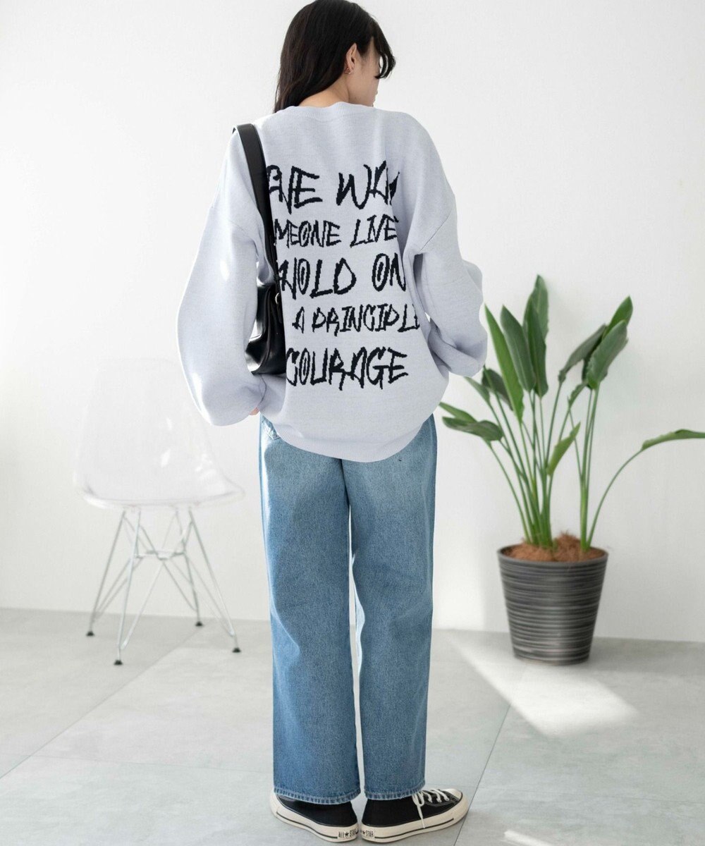 WEGO ハンドライティングジャガードニット 