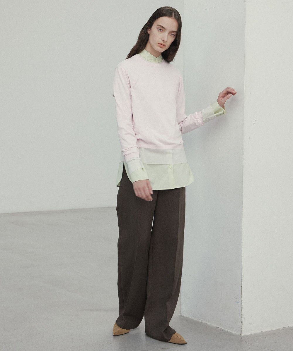 BEIGE， 【洗える】JULIE / シルク混クルーネックシアートップス 