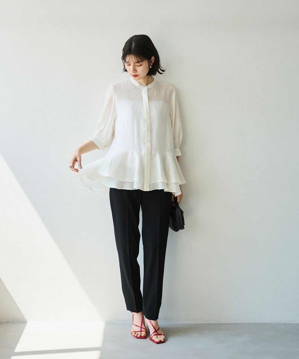 #Newans 【洗える】ダブルフリルヘムシアーシャツ 