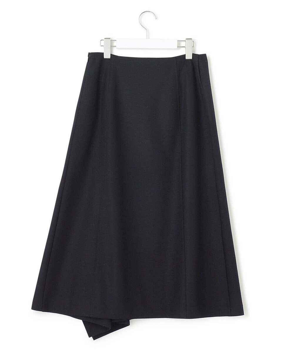 23区 S ウール圧縮スムース アシンメトリー フレアスカート 