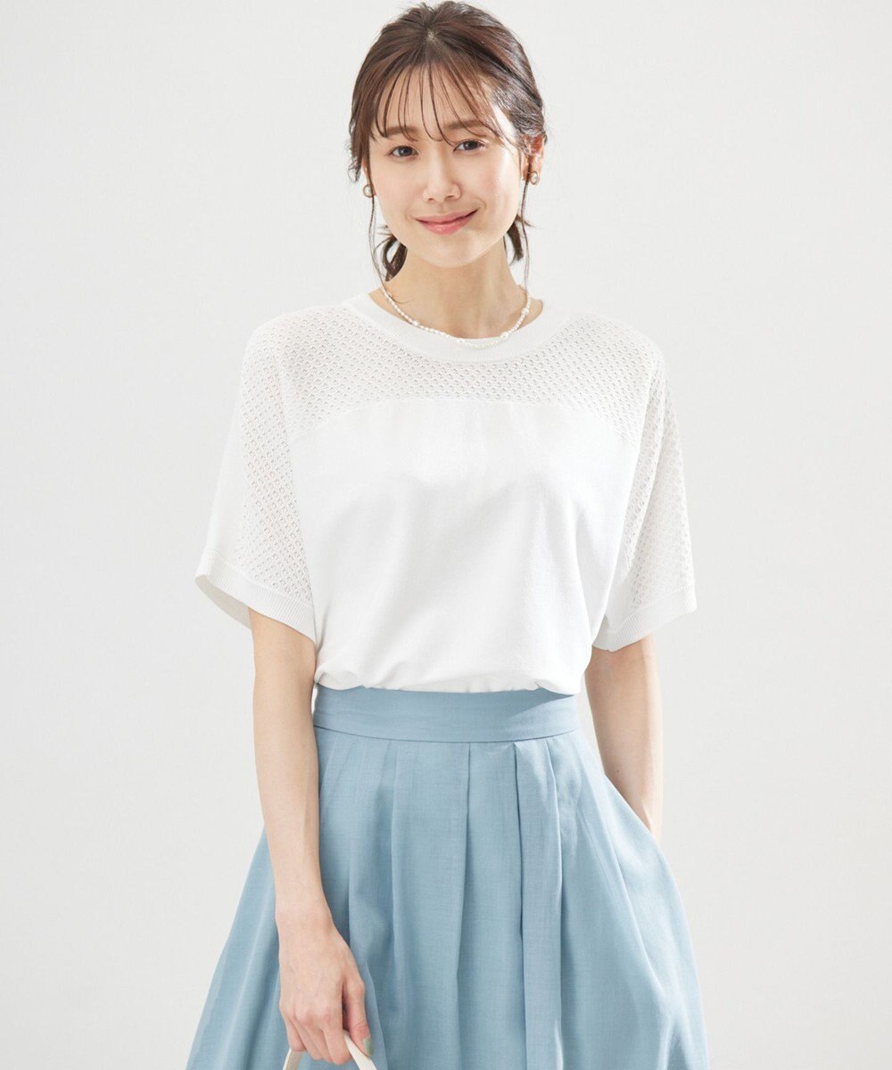 組曲 【WEB限定】メッシュ切り替えドルマン ニット 