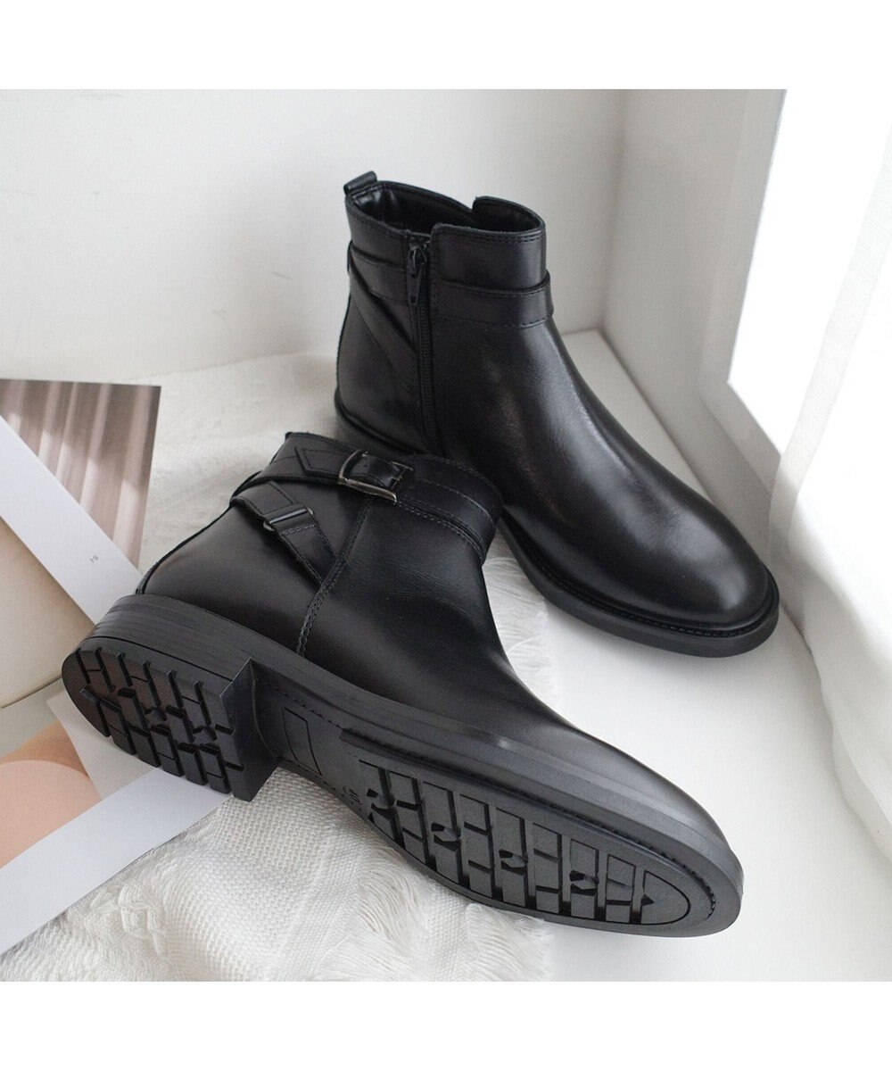 Pointer 本革ベルト付きエンジニアショートブーツ 