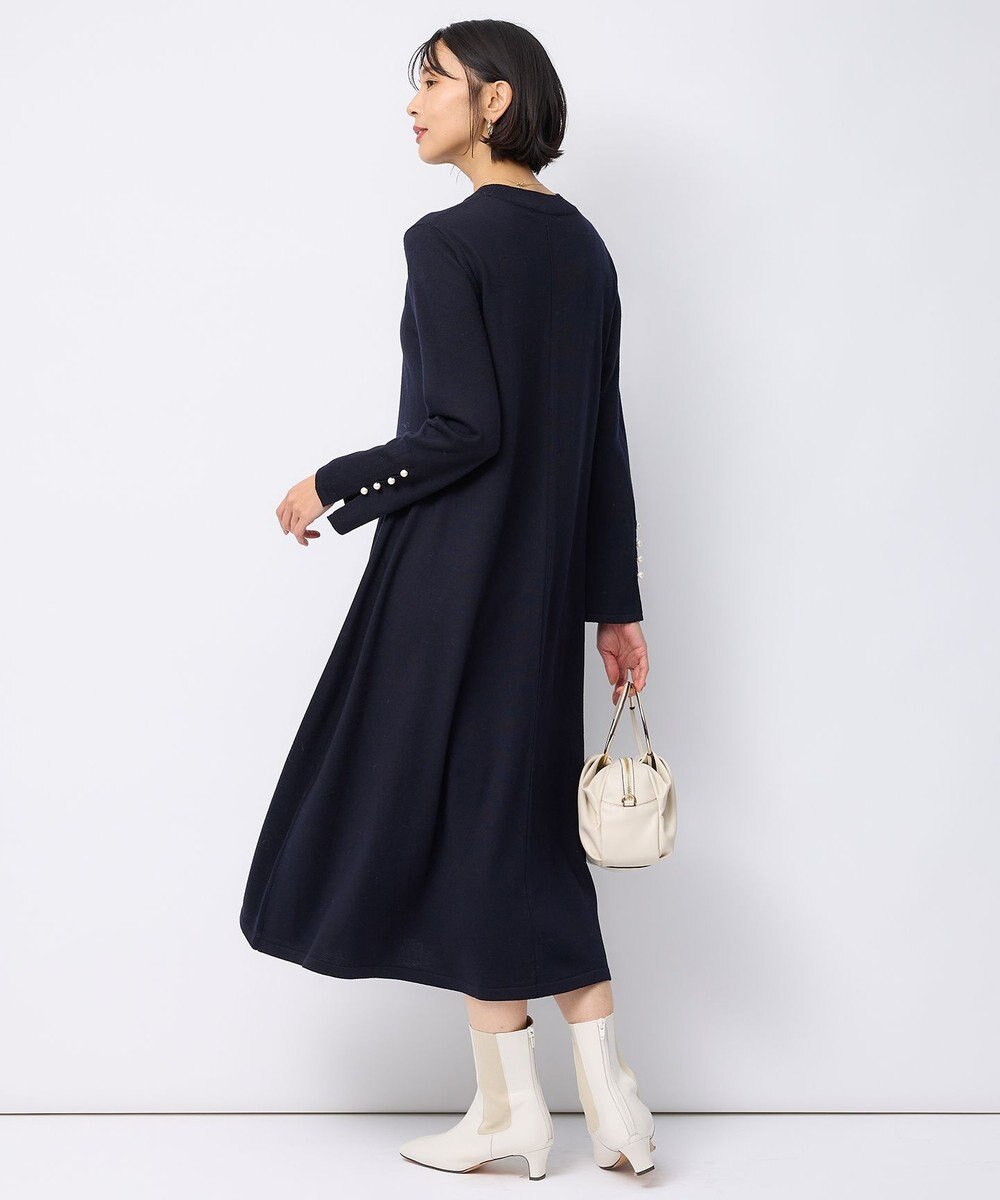 23区 S 【洗える】パールディテール フレア ニットワンピース 