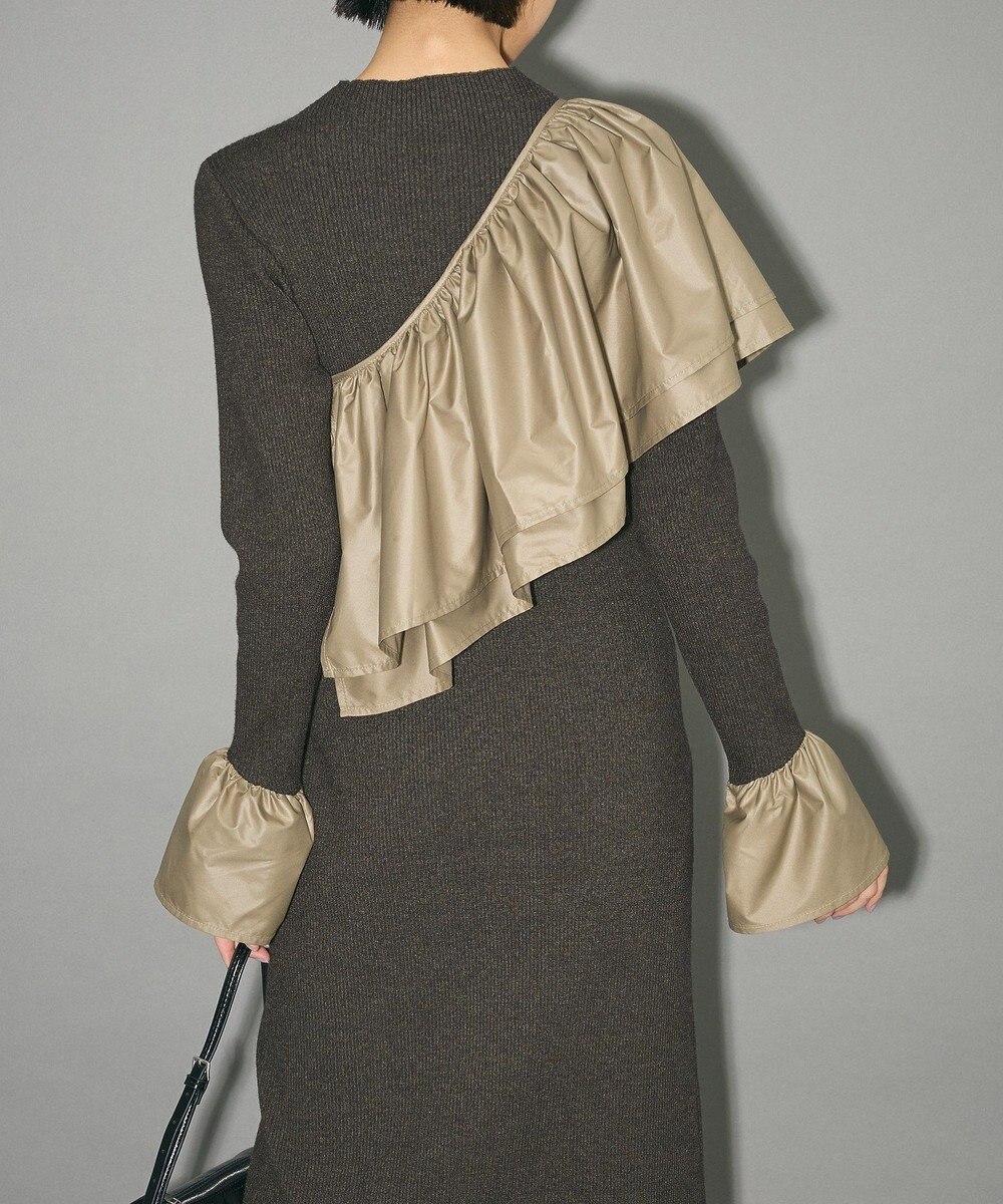 Green Parks フリルベルト付ニットワンピース 