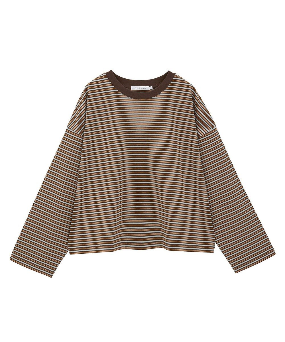 AMERICAN HOLIC カラーボーダークロップド丈プルオーバー 