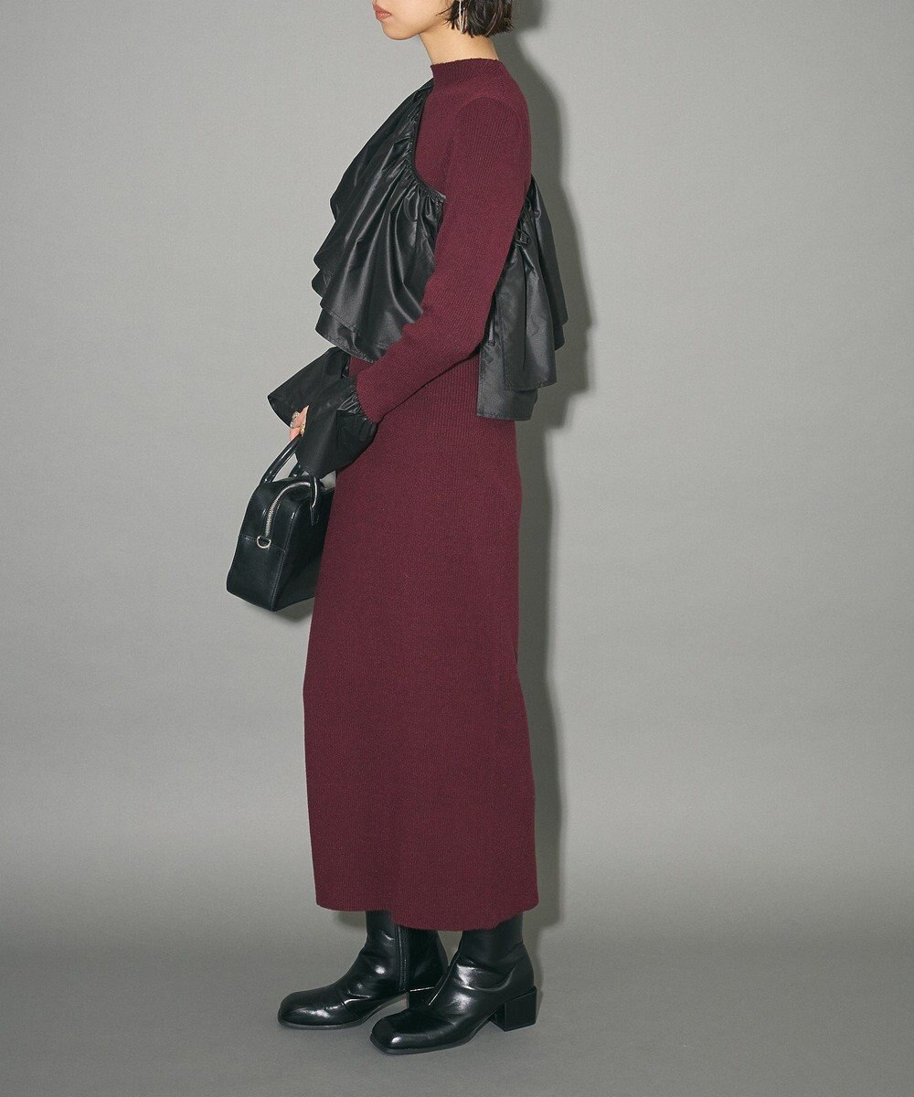 Green Parks フリルベルト付ニットワンピース 