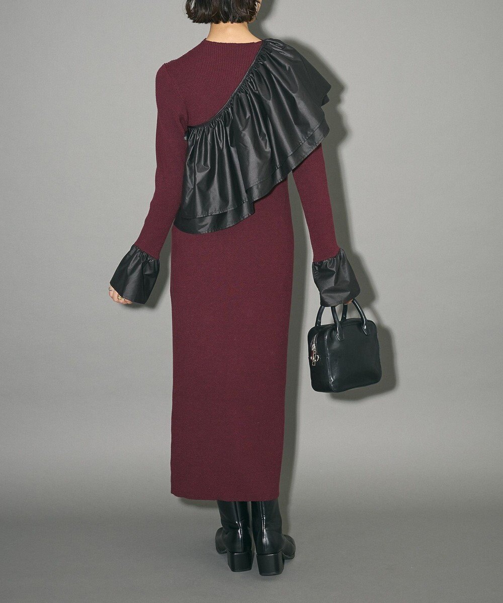 Green Parks フリルベルト付ニットワンピース 