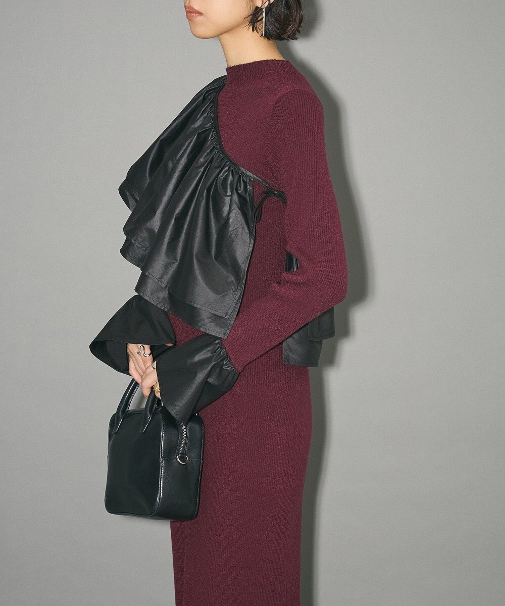 Green Parks フリルベルト付ニットワンピース 