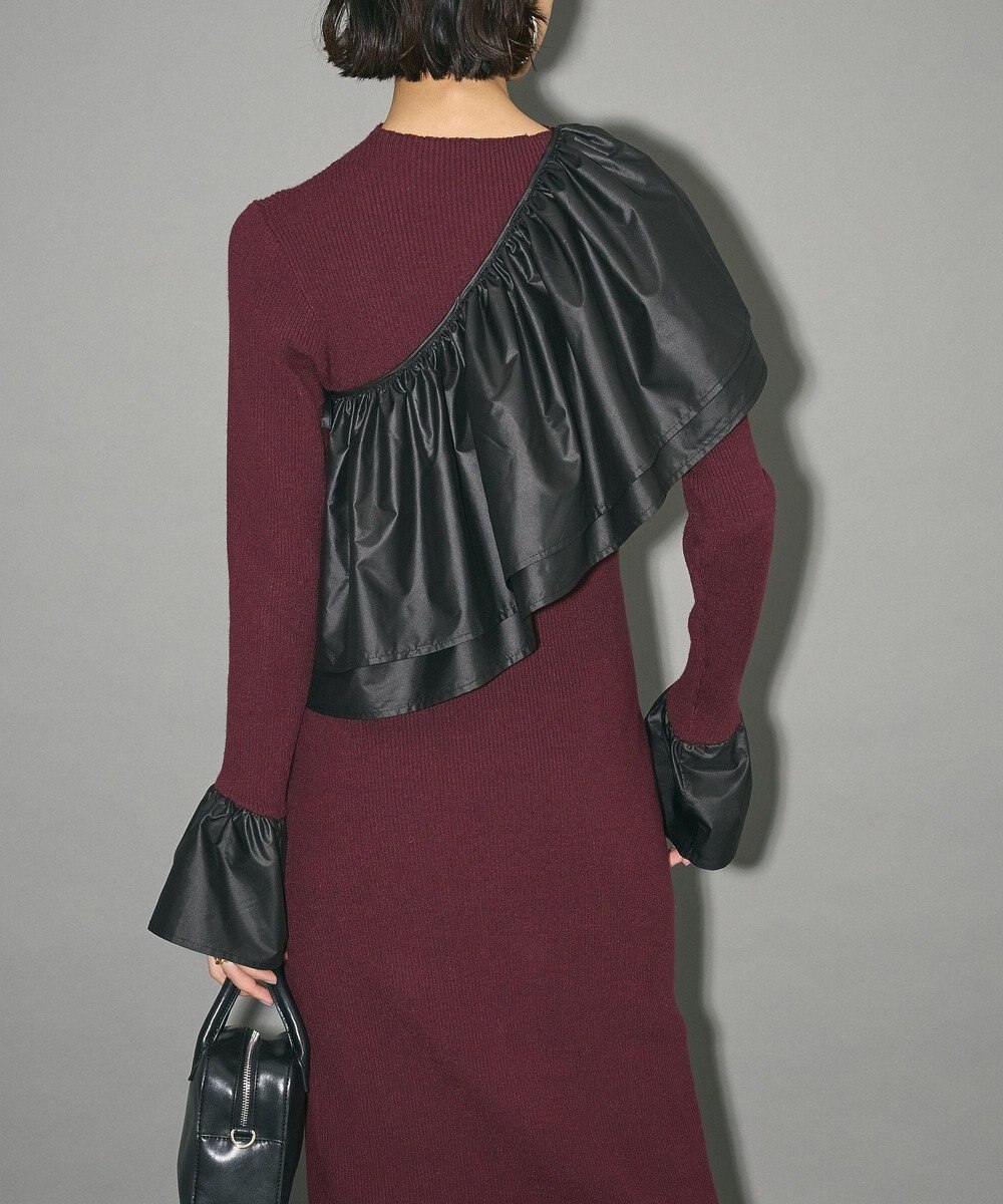 Green Parks フリルベルト付ニットワンピース 