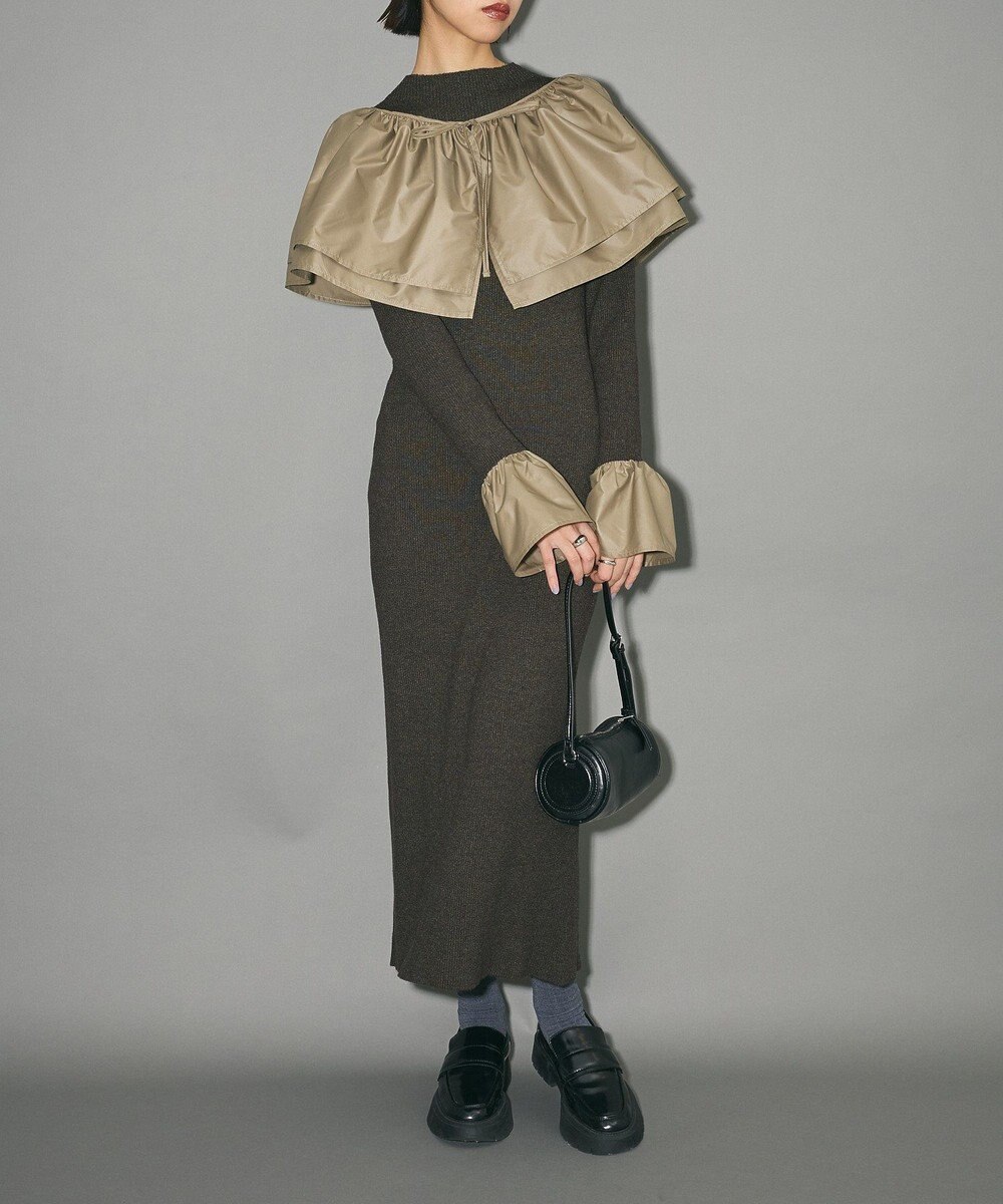 Green Parks フリルベルト付ニットワンピース 