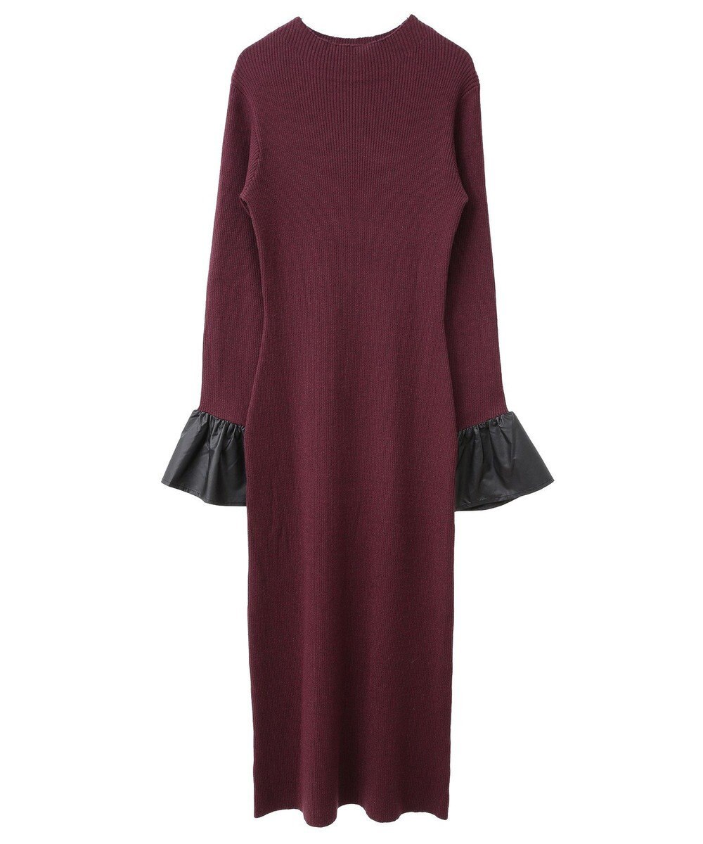 Green Parks フリルベルト付ニットワンピース 