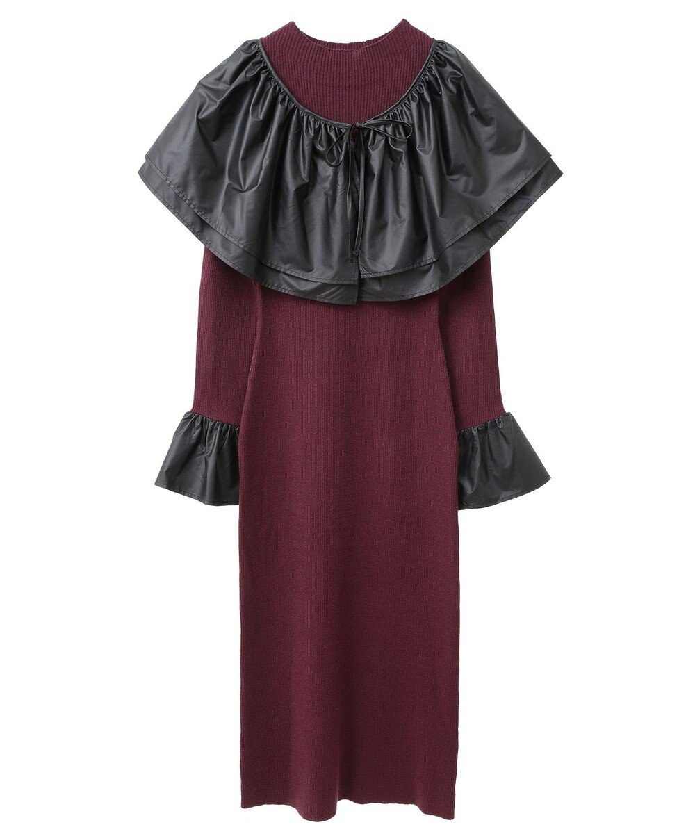 Green Parks フリルベルト付ニットワンピース 