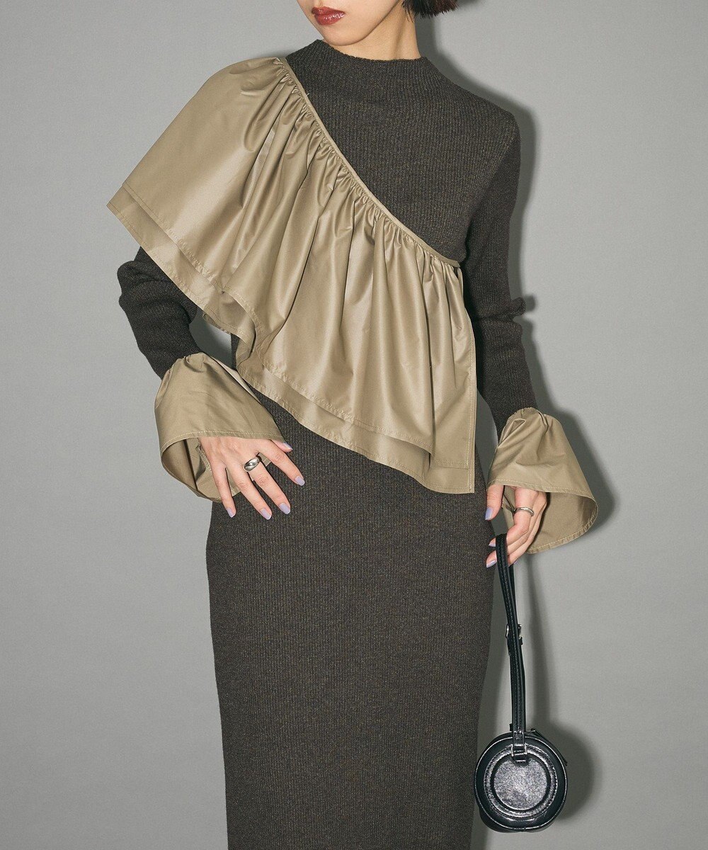 Green Parks フリルベルト付ニットワンピース 