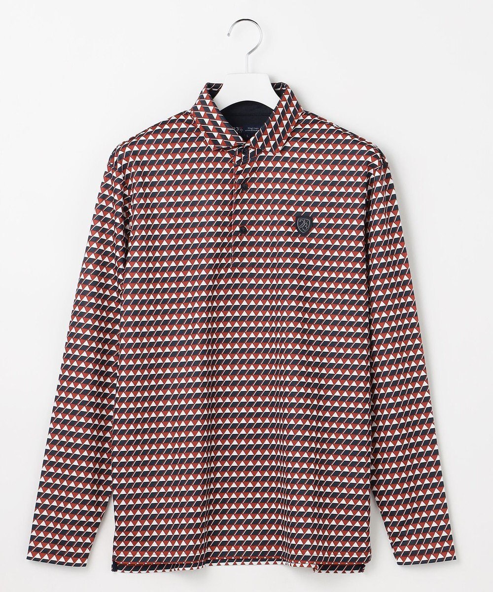 23区GOLF 【MEN】フラッグ総柄長袖ポロシャツ 