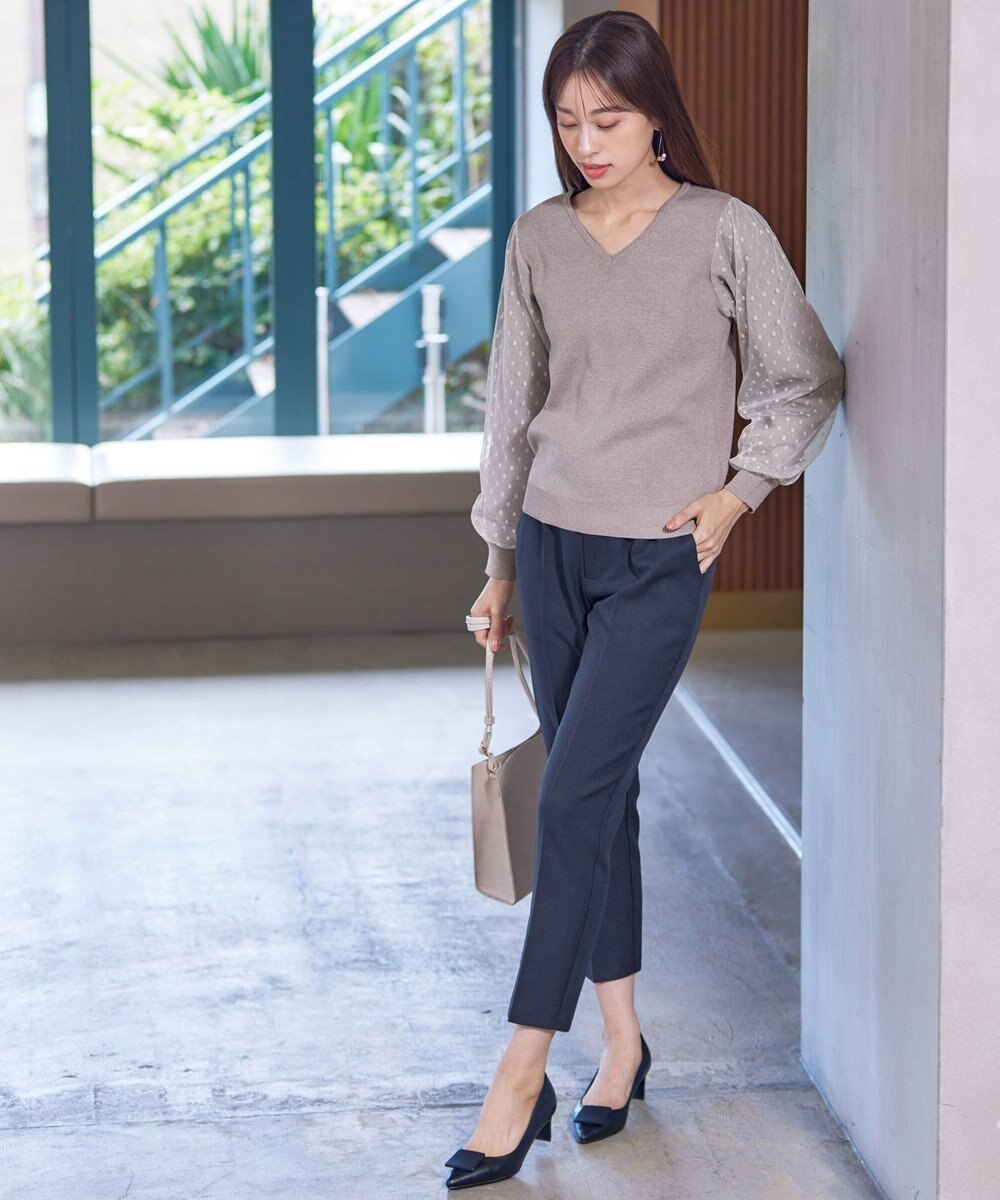 Tiaclasse L 【洗える】ドットチュールコンビニットトップス 