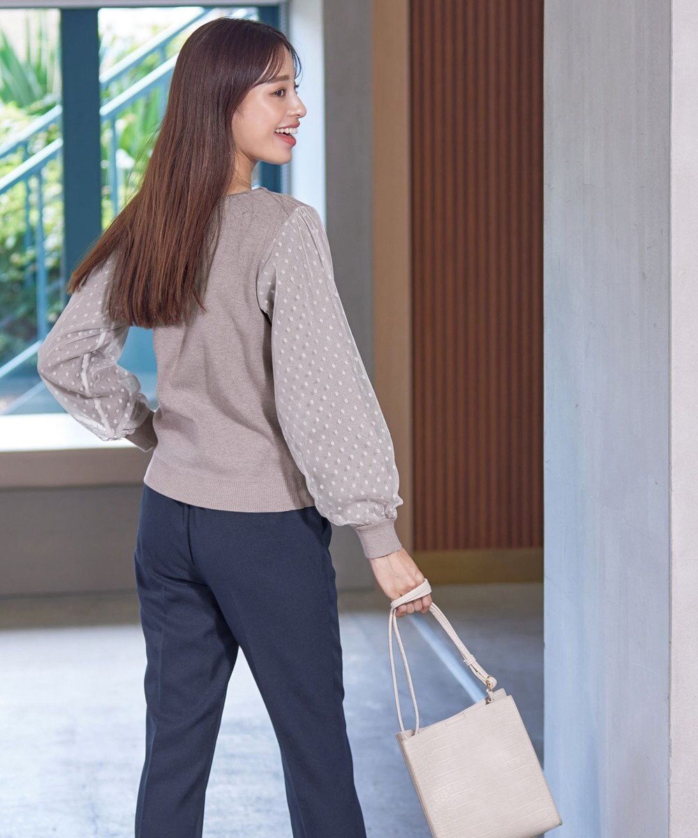 Tiaclasse L 【洗える】ドットチュールコンビニットトップス 