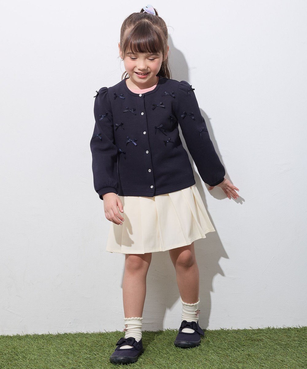 ANY KIDS スナップボタン リボンカーディガン 