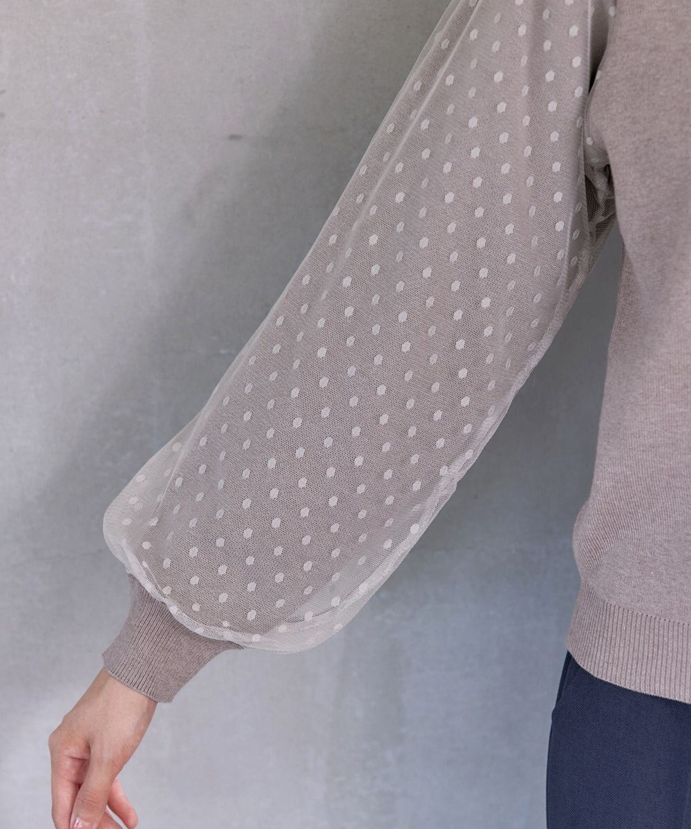 Tiaclasse L 【洗える】ドットチュールコンビニットトップス 