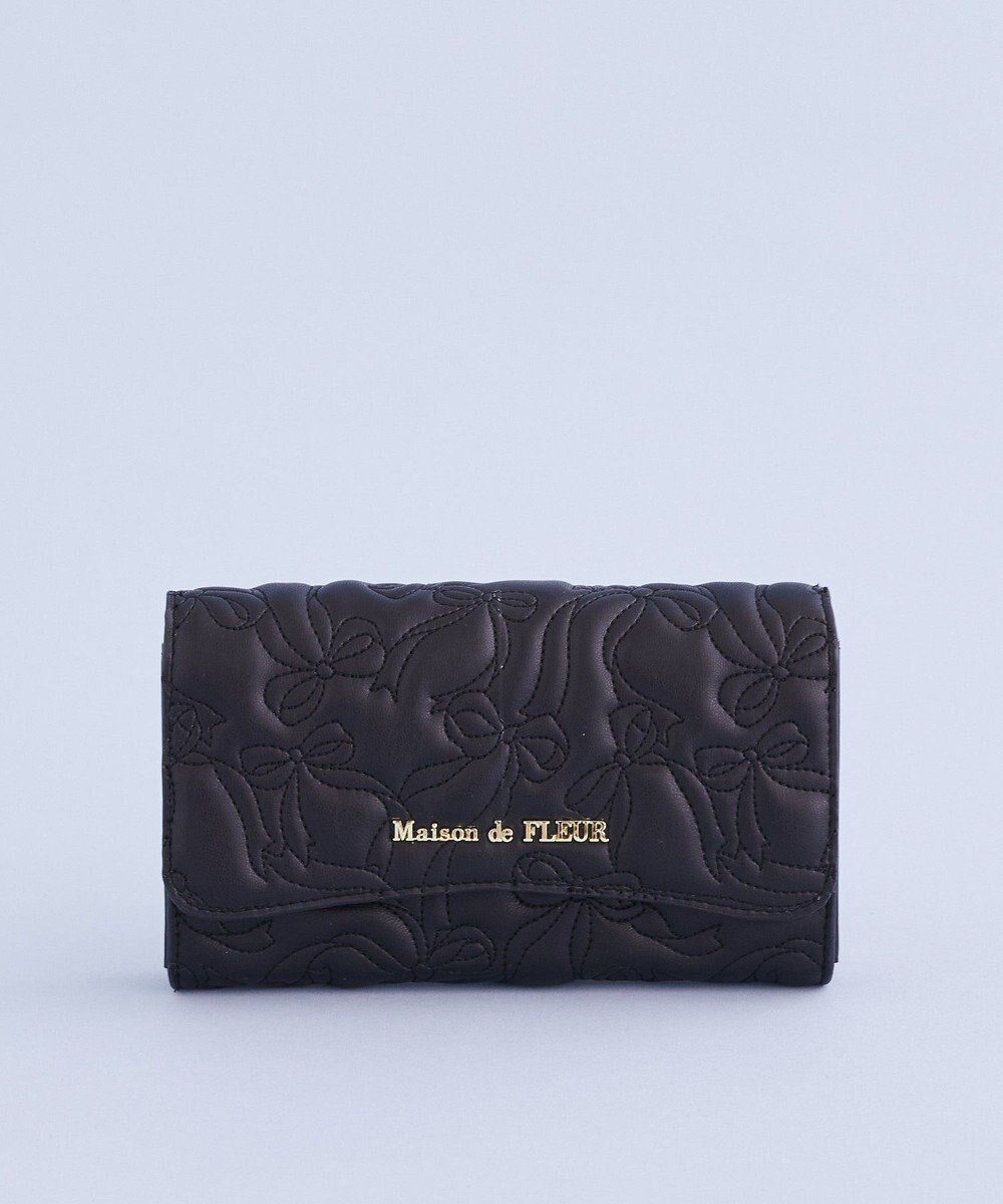 Maison de FLEUR リボンキルティングロングウォレット 